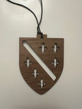 Bosnian Flag Rearview Mirror Hanging Decoration – Brown Wood h-4-w-3in