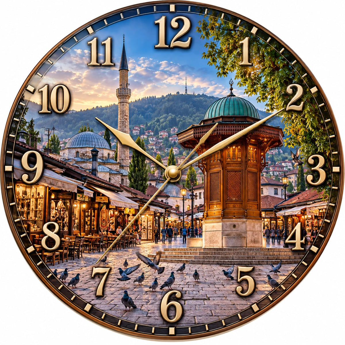 Sarajevo Old City Acrylic Clock