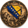 Bosnia and Herzegovina Flag Clock, Mostar Old City 9in